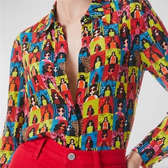 Alice + Olivia Willa Checkered Graphic Shirt
